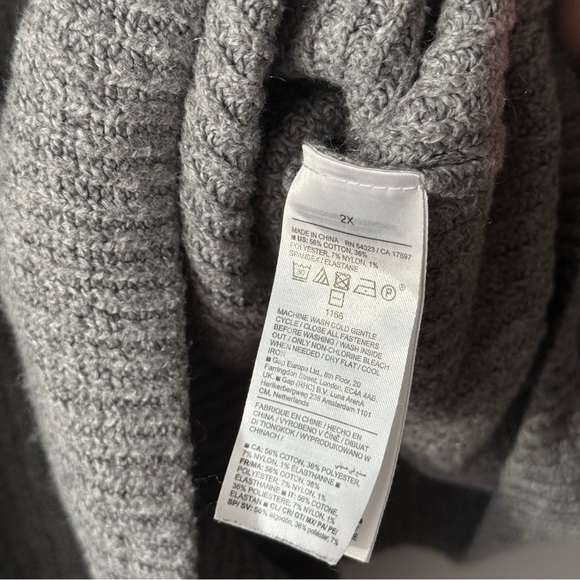 OLD NAVY Gray Ribbed Quarter Zip Sweater Women’s 2X Cotton Blend - Picture 6 of 9